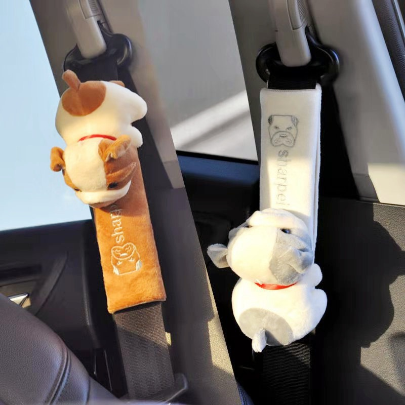 Cinto de carro bonito boneca Cinto de almofada de pelúcia recheado Travesseiro de viagem animal Cinto de segurança do carro Pet Protect Brinquedo de ombro para crianças