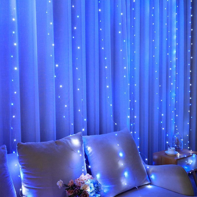Tirai lampu LED, 3M/4M/6M LED untaian lampu dekorasi pesta pernikahan Natal karangan bunga Tahun Baru