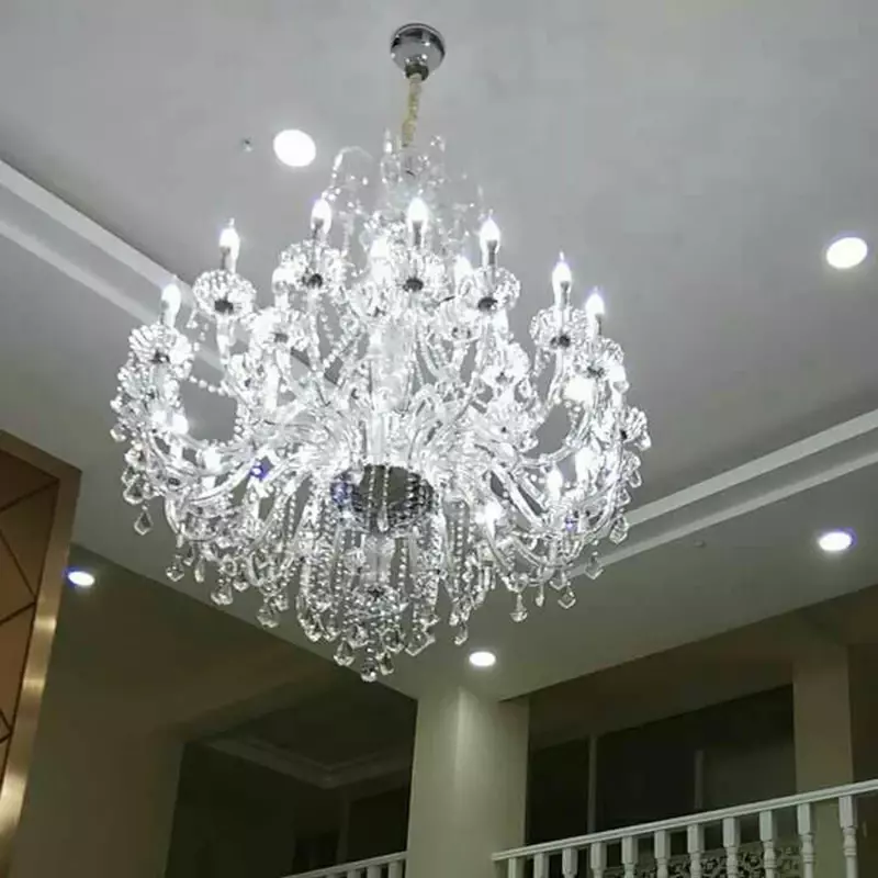 Nordic Hotel Extra Large Crystal Chandeliers Church Modern Hanging Lamp With Crystal Pendant Light Big Hall Living Room Lighting