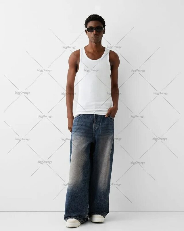 Модные брендовые универсальные прямые брюки в стиле Харадзюку с широкими штанинами, джинсы оверсайз с высокой талией и эффектом потертости, мужские свободные повседневные брюки Y2k для женщин