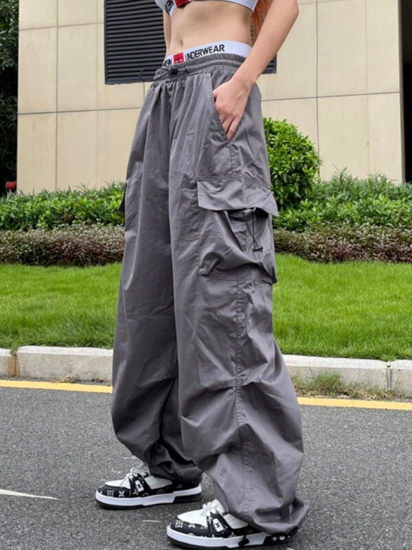 2023 Харадзюку Techwear широкие брюки Egirl стиль Y2K парашютные брюки женские хиппи уличный сверхразмерный карго Брюки