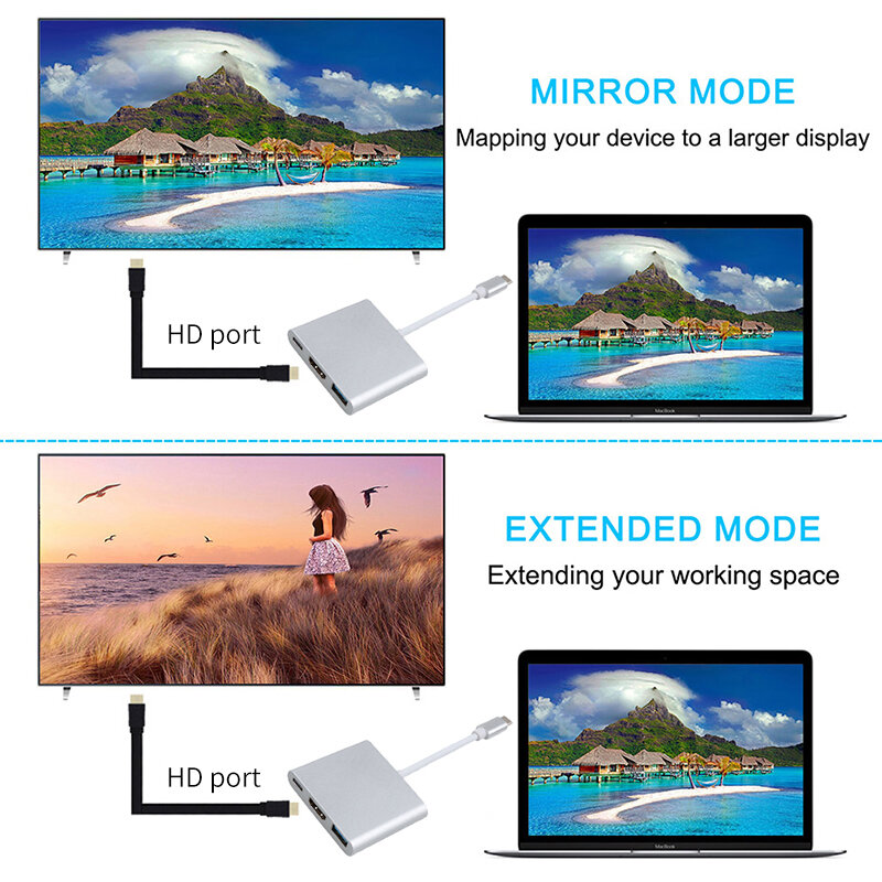 Multi -port Type C to HDMI USB 3.0 Digtial Adapter AV TV Projector Keyboard Card Reader OTG Cardreader For XIAOMI For Macbook