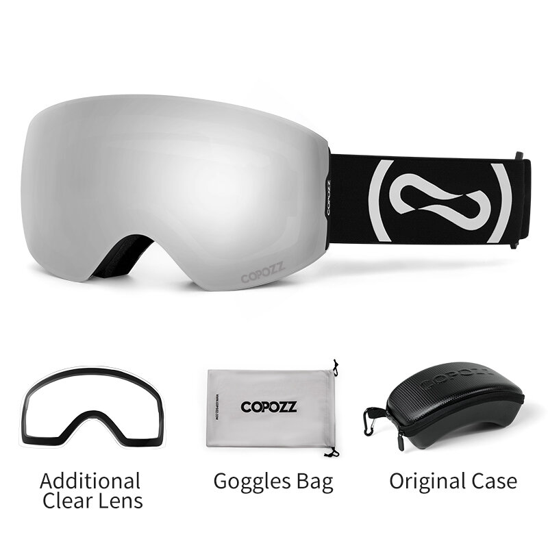 COPOZZ Kacamata Ski Musim Dingin Magnetik Kacamata Ski Anti-kabut Perlindungan UV400 Kacamata Snowboard Lensa Perubahan Cepat Pria Wanita