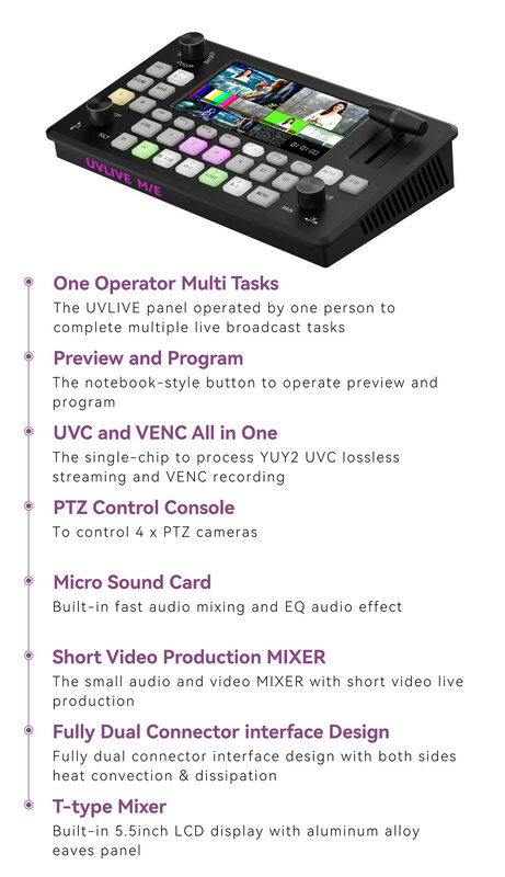 UVLIVE-Commutateur vidéo M/E pour centre commercial, multi-caméras, diffusion en direct, 4 entrées HDMI, VS SPROLINK NEOLIVE Inter Plus