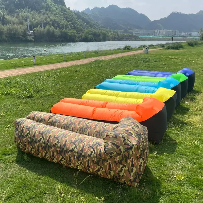 Espreguiçadeira inflável rápida para acampar, saco de dormir de praia, portátil, sofá dobrável para viagens, piquenique, cama preguiçosa ao ar livre, cadeira