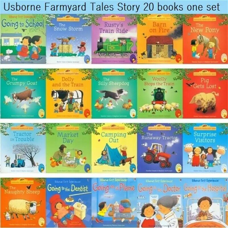 Libros de cuentos educativos para niños, imágenes de Usborne en inglés, 20 unidades
