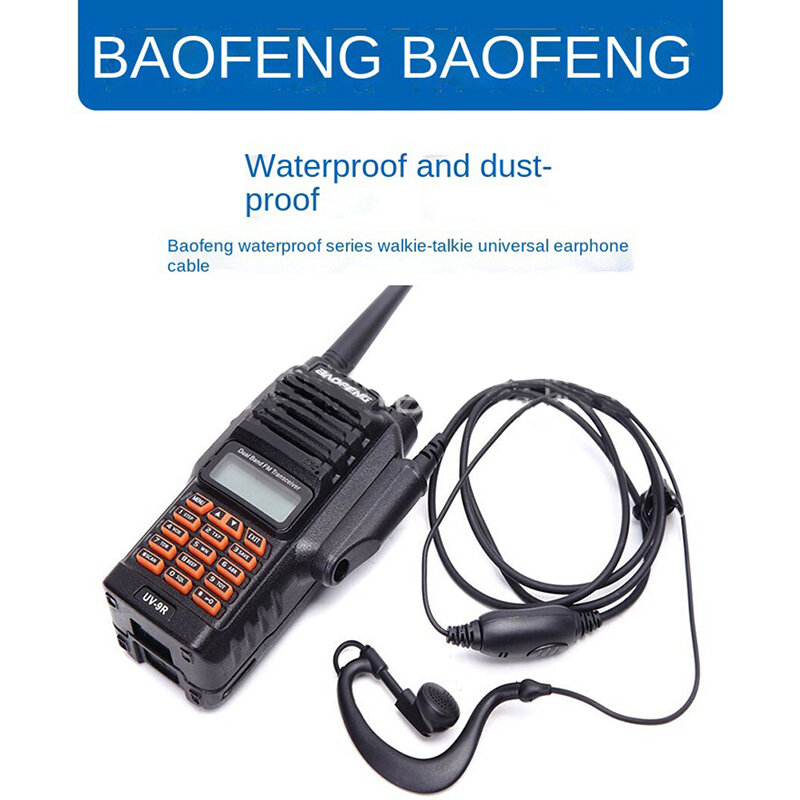 Baofeng-UV-9R Plus fone de ouvido para Walkie Talkie, transceptor UHF, UV9R Plus, A58 BF-9700, fone de ouvido rádio bidirecional, à prova d'água