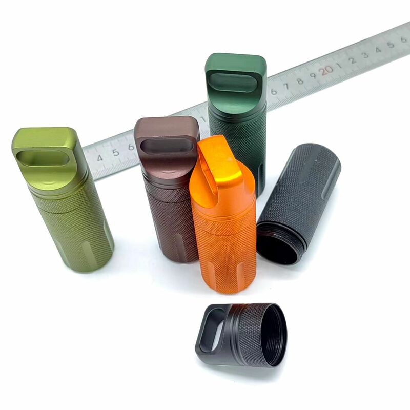 Luftdichte Pillen behälter flasche aus Aluminium legierung tragbare EDC-Einkammer-Kapsel halter für den Außenbereich wasserdichte Medizin koffer
