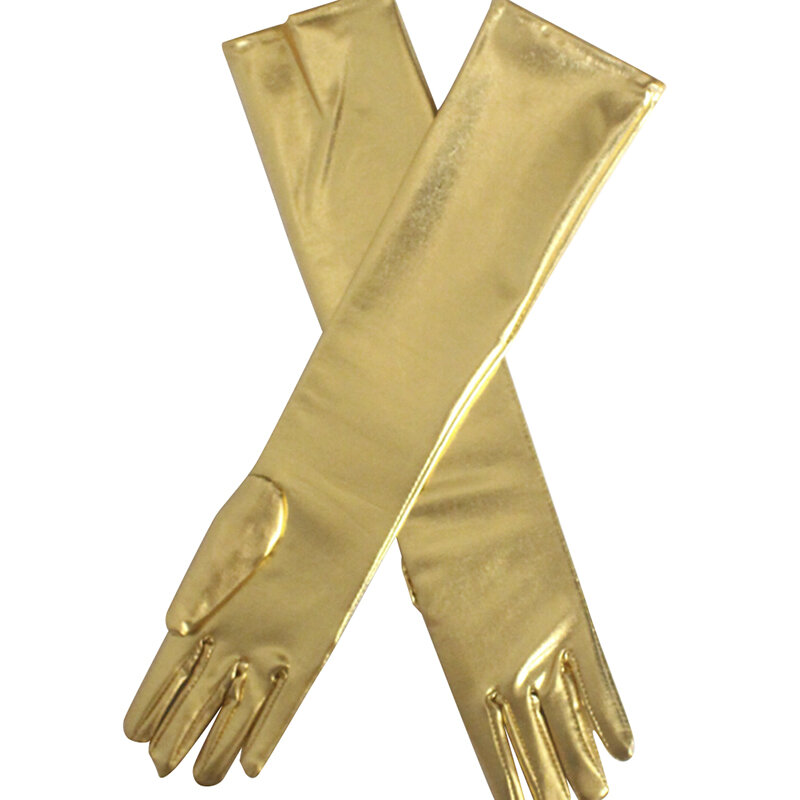 Seksowne damskie rękawiczki błyszczące długie skórzane wyglądające na mokre lateksowe kostium operowy
