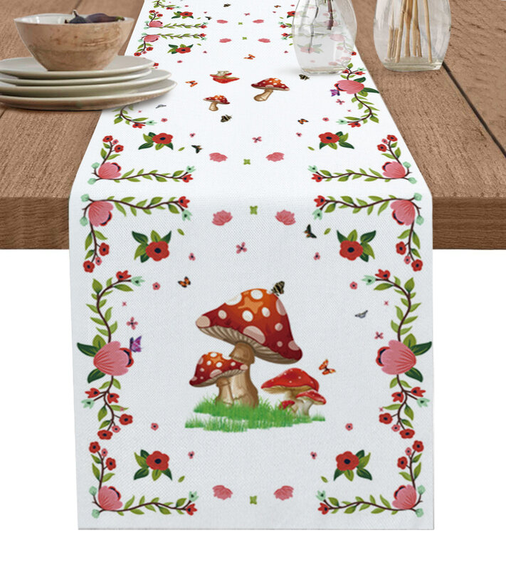 Frühling Blume Schmetterling Tisch Läufer luxus Küche Tisch Abdeckung Hochzeit Party Decor Baumwolle Leinen Tischdecke