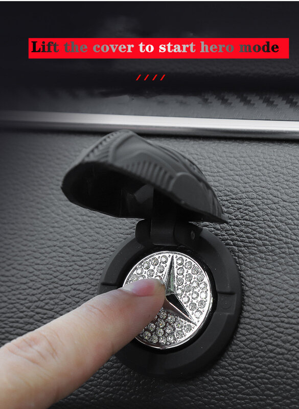 One-Click Start Capa de Proteção para Automóvel, Decoração Interior, Colar Ignição Anel Decoração, Decoração Do Carro, Acessórios Do Carro