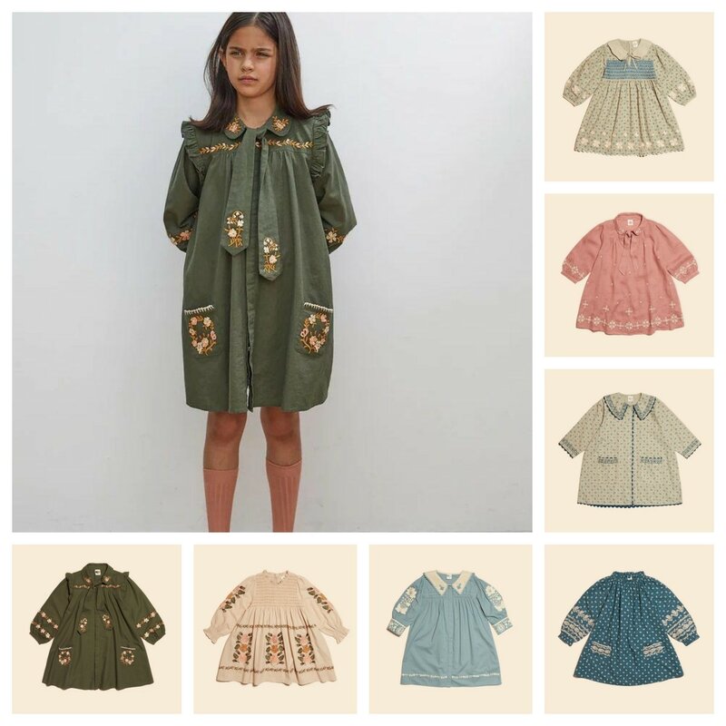 Robe de princesse brodée RapDuty pour enfants, APO Vintage Ins Style, haute précision, fille, automne, hiver, 2023