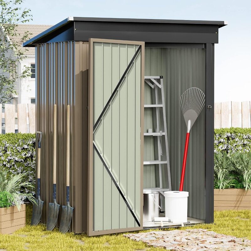 Metal Outdoor Storage Shed para Utility Tool, sala de armazenamento com porta e fechadura, usado para quintal, jardim, terraço, gramado, 5ft x 3ft