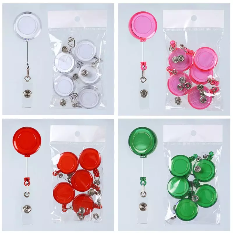 10pcs Acrylic Retractable Nurse Badge Reel Fashion Name Tag ID Badge Holder Clip for Pass Card Cover Credential Holder