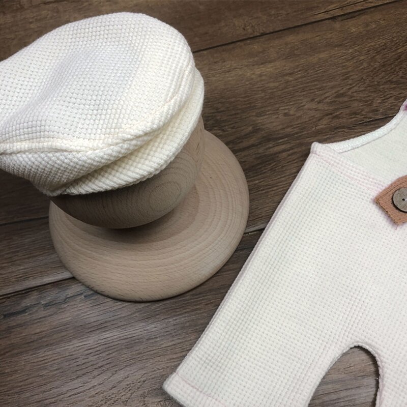 Bonito macacão alça traseira terno com boné combinando algodão bebê fotografia adereços transporte da gota
