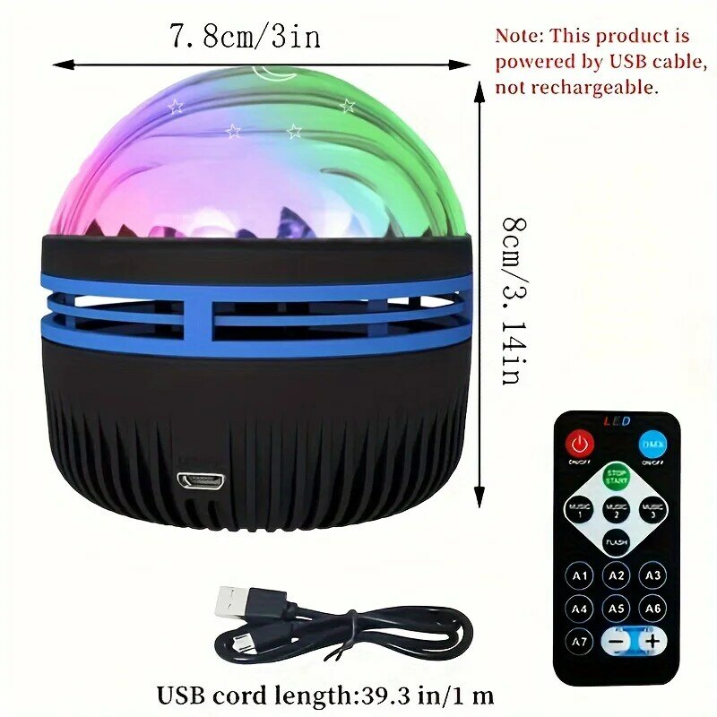 Projetor LED Aurora Galaxy, luz colorida com controle remoto, plug-in USB, projetor Sky, adequado para estar vivendo