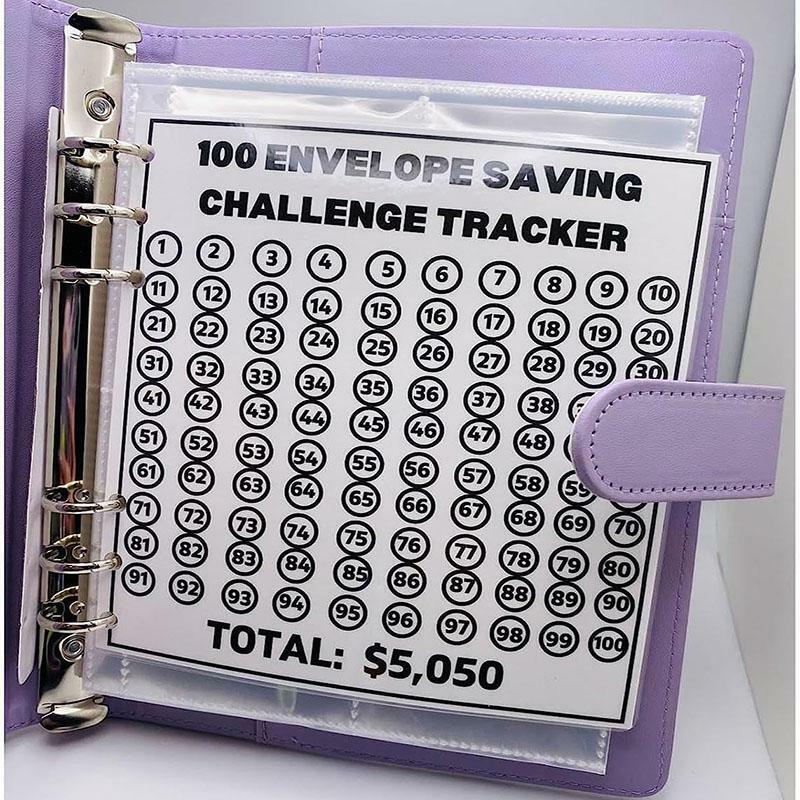 新しい100封筒のチャレンジバインダー簡単で楽しい方法で $5,050の節約のためのチャレンジ予算のバインダーと現金封筒
