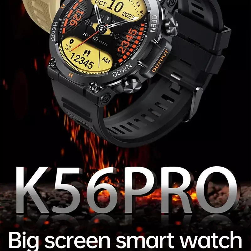 ساعة ذكية رياضية K56 Pro للرجال والنساء ، بوصة ، معدل ضربات القلب ، ضغط الدم ، smah ، بطارية كبيرة ، ساعة خارجية