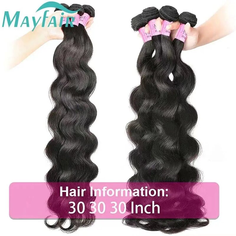 Body Wave Bundles Human Hair Brazilian Weaving Natural Black 3 4 Bundles Deal Virgin Hair 30 32Inch Raw Hair Extensions