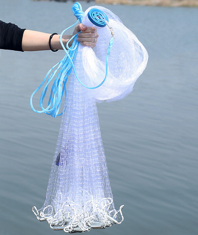 Lawaia multifilamento Line/monofilamento lenza Cast Net Catch Fish Network con Steel Sinker Outdoor Hand Throw Fishing Net