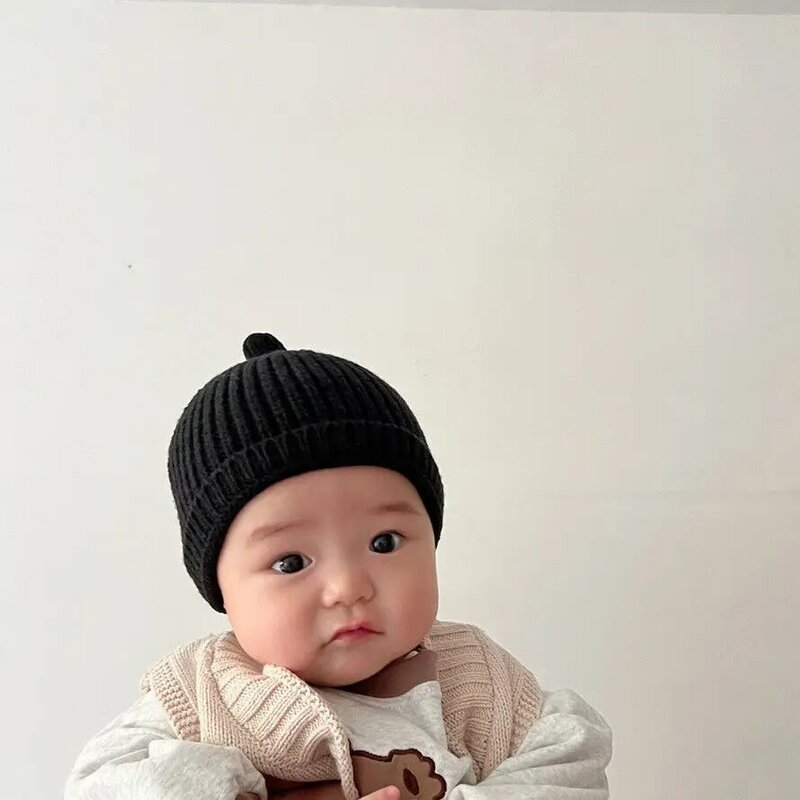2024 Korea Baby Knit Hat Infant Beanie For Girls Boys Cute Infant Baby Bonnet Caps Elastic Kids Hats Newborn Baby Accessories