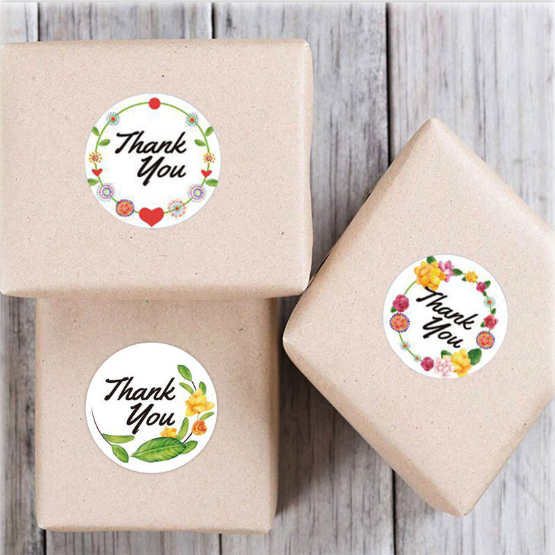 50-500 Pieces Bouquet Thank You Stickers Floral Decorative Artwork Stickers 1" Wedding Stickers