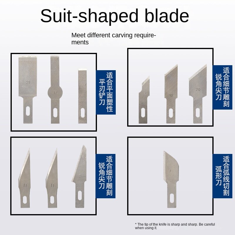 1 Set pisau ukir baja karbon tinggi, Kit peralatan pisau bedah tanah liat polimer pisau kerajinan alat perbaikan pemotong pengukir