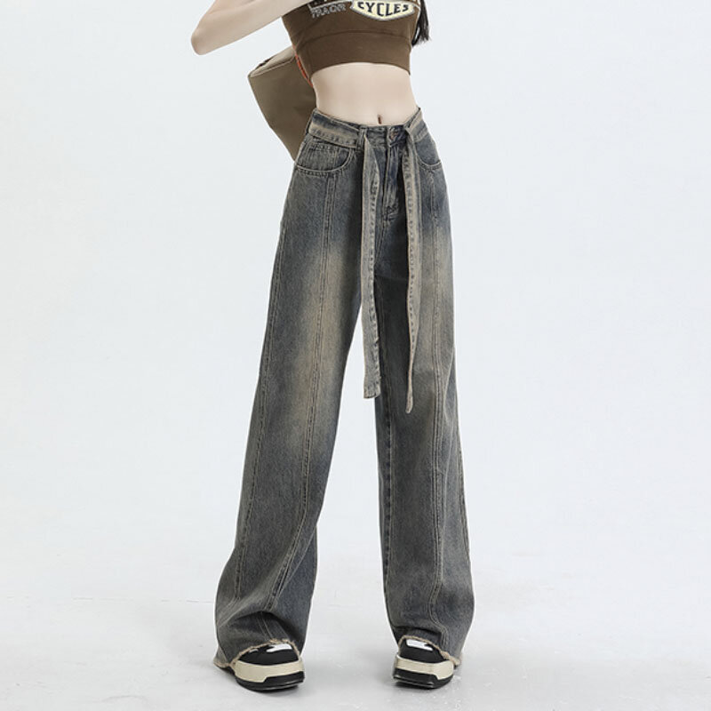 Y2k moda Harajuku Jeans per le donne gamba larga Punk pantaloni lunghi Casual larghi pantaloni larghi in Denim Femme Streetwear