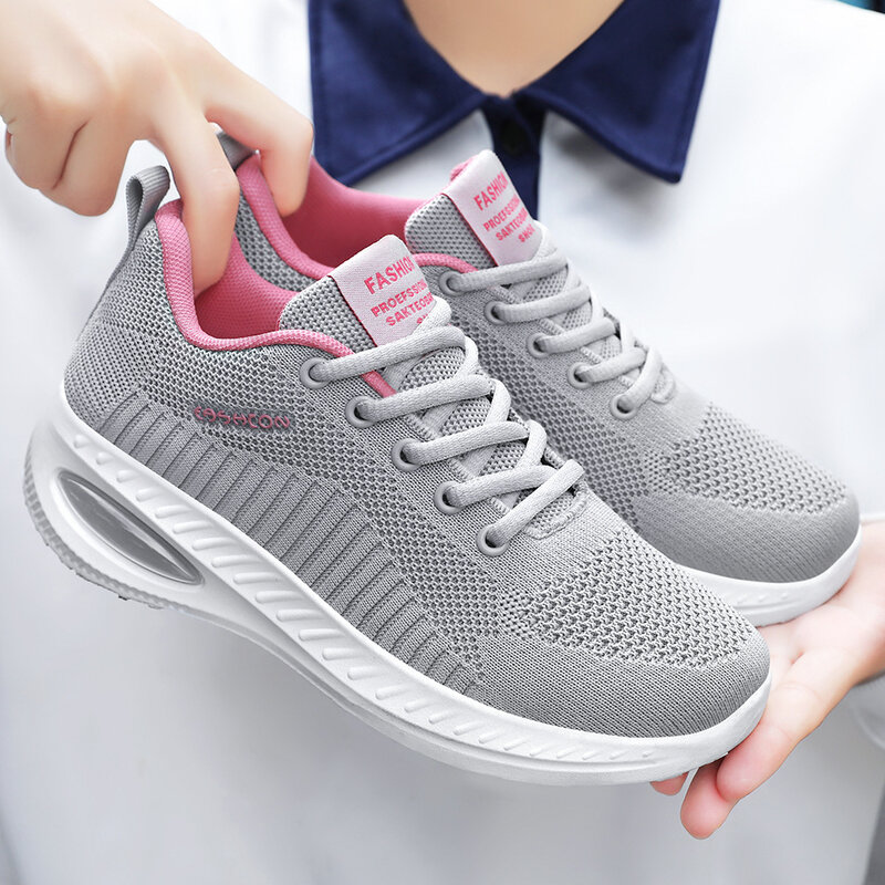 Zapatos Deportivos informales con cámara de aire para mujer, zapatillas deportivas de talla grande para primavera