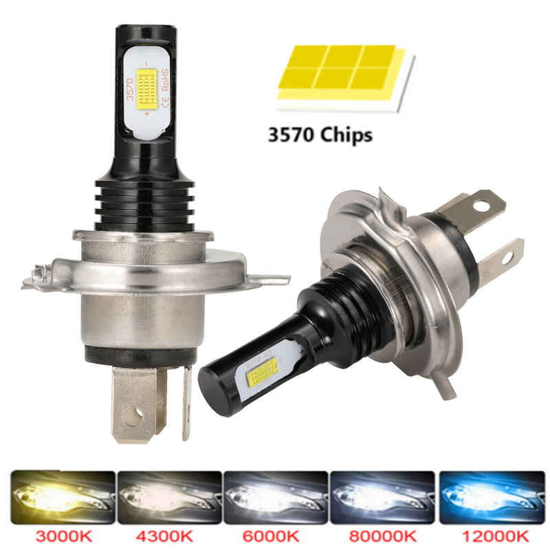 Ampoule de phare de voiture LED 20000Lms H7 H4 H11 H8 H1 H3 H6, faisceau de feux antibrouillard, haute puissance, 24V 12V 80W, 6000K 8000K, 2 pièces