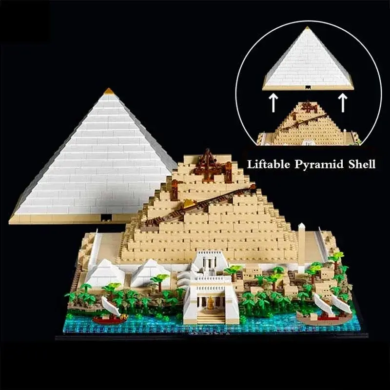 In Voorraad 1476 Stuks De Grote Piramide Van Giza Model Bouwsteen Set Compatibel 21058 Diy Geassembleerde Stenen Kid Speelgoed Brithday Cadeau
