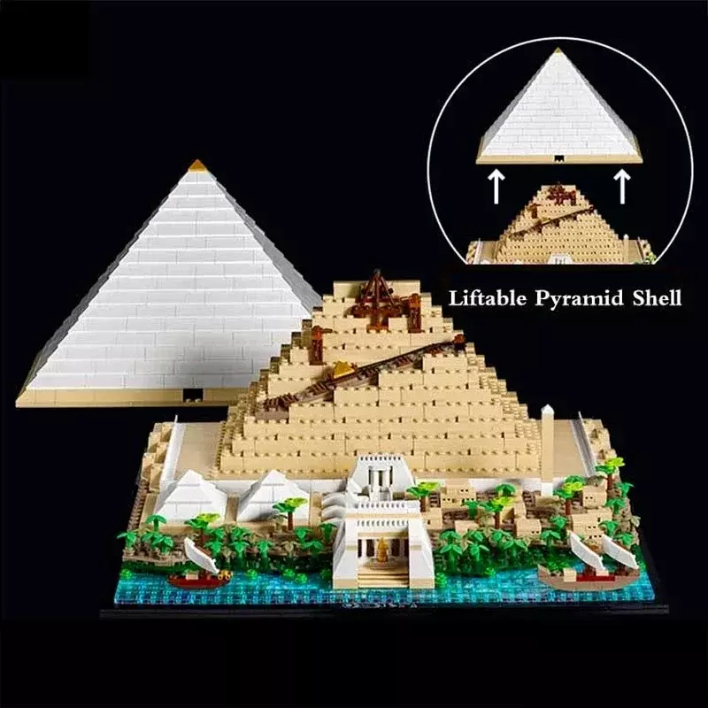 재고 기자의 피라미드 모형 빌딩 블록 세트, 21058 호환 DIY 조립 벽돌, 어린이 장난감, 생일 선물, 1476 개