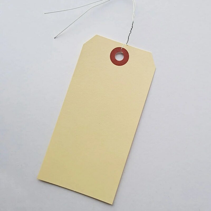 Etiqueta do transporte do fio do ferro para empacotar, etiquetas em branco com embalagem dos fios, Manila, 100 PCes