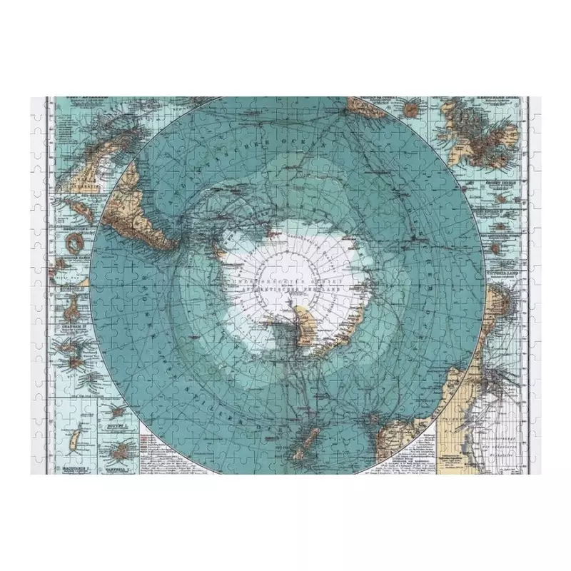 Vintage Antártica Mapa Jigsaw Puzzle, bebê Brinquedos De Madeira, Diorama Acessórios, Nome Personalizado, Brinquedo De Criança