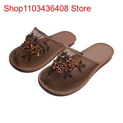 Womens Ladies Fashion Stylish  Mesh Floral Slippers Slides Slip On Flats Flip Flop Loafers Mules Fresh Breathable Home