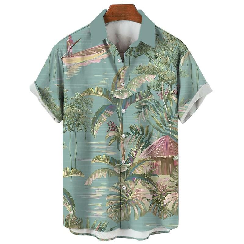 Camicie hawaiane da uomo 2024 stampe 3D camicia a maniche corte estiva con grafica albero di cocco per camicia aloha unisex di moda stile hawaii