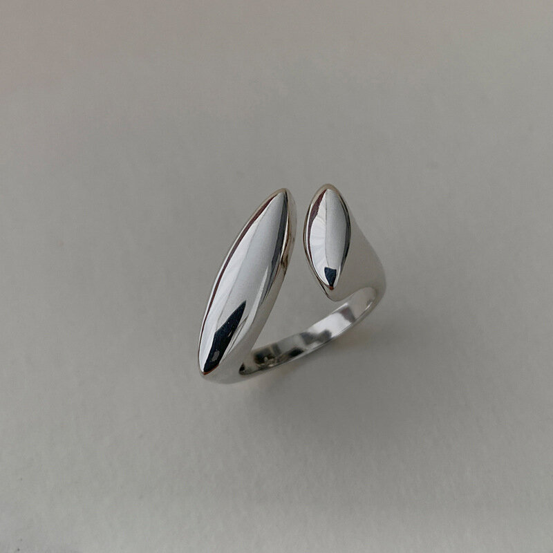 BF แหวนเงินสเตอร์ลิง925คลับสำหรับผู้หญิงแหวนเปิดด้วยมือแบบเรียบง่ายแบนสำหรับงานเลี้ยงของขวัญวันเกิด