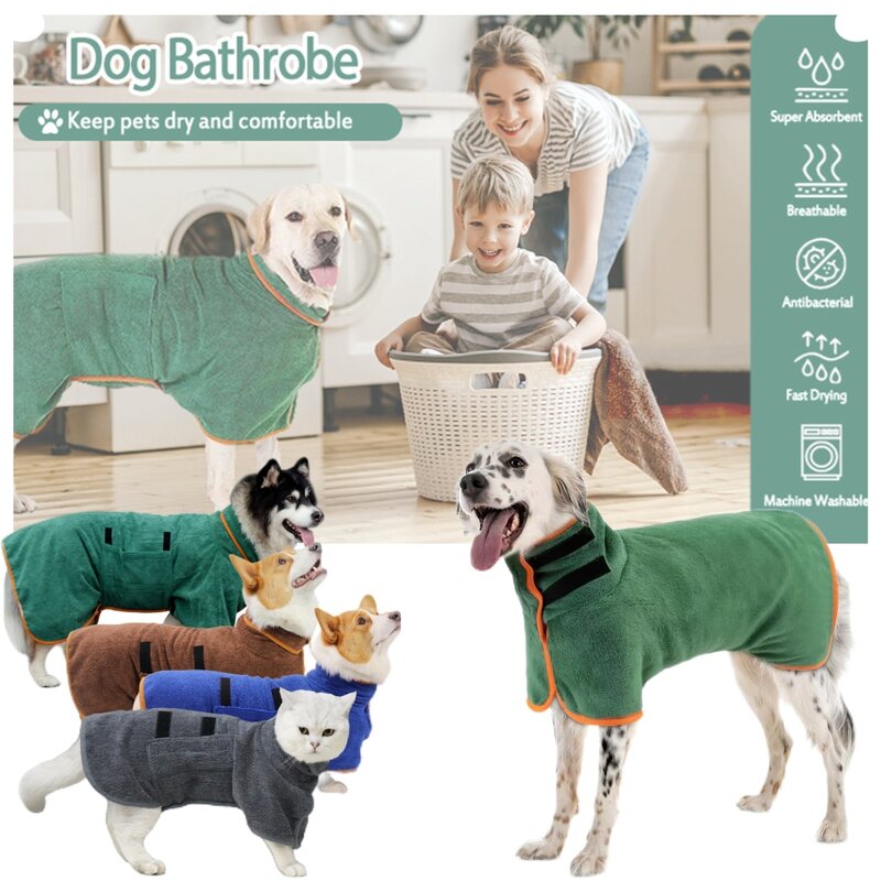乾燥したペット用シャワーローブ,吸収性タオル,中小型犬用,超速乾性,柔らかく調整可能