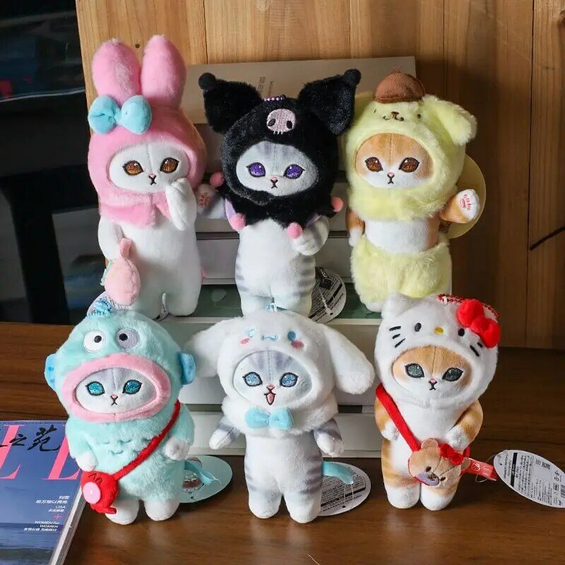 Plushies Sanrio Keychain Kawaii Shark Cat Plush Toy My Melody Kuromi Plush Key Chain Cinnamoroll Bag Pendant Accessories Gifts