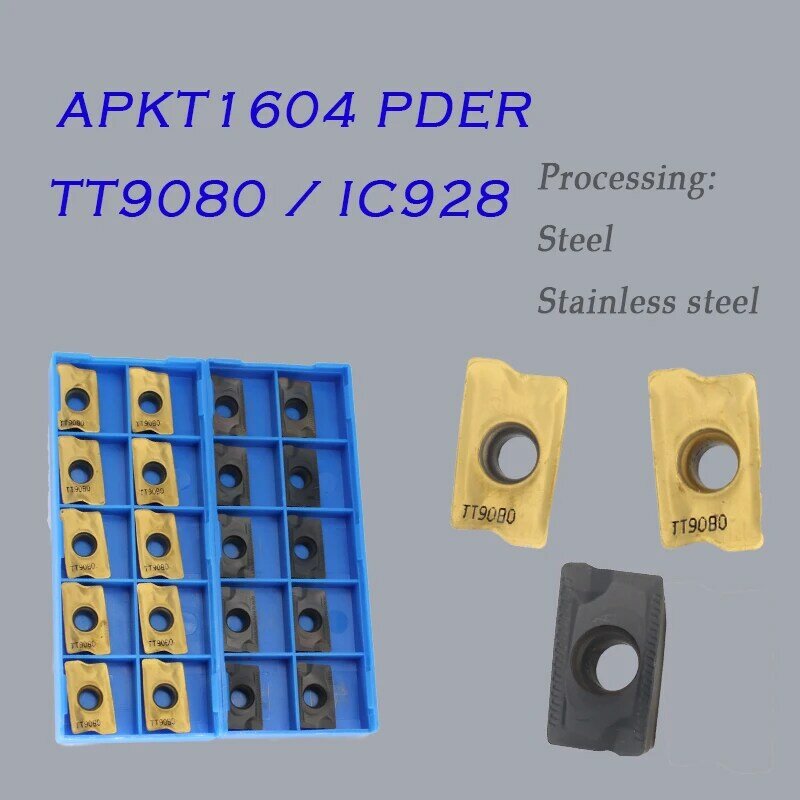 APKT1604 PDER TT9080/IC928เครื่องกัดคาร์ไบด์เครื่องกลึงโลหะเครื่องมือมิลลิ่งเครื่องมือ APKT 1604เปลี่ยนใบมีด