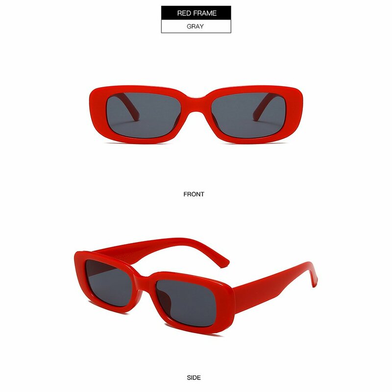 1 قطعة النظارات الشمسية خمر الموضة النساء الرجعية مستطيل نظارات شمسية Ins الإناث شعبية الملونة ساحة نظارات Worldwide بالجملة