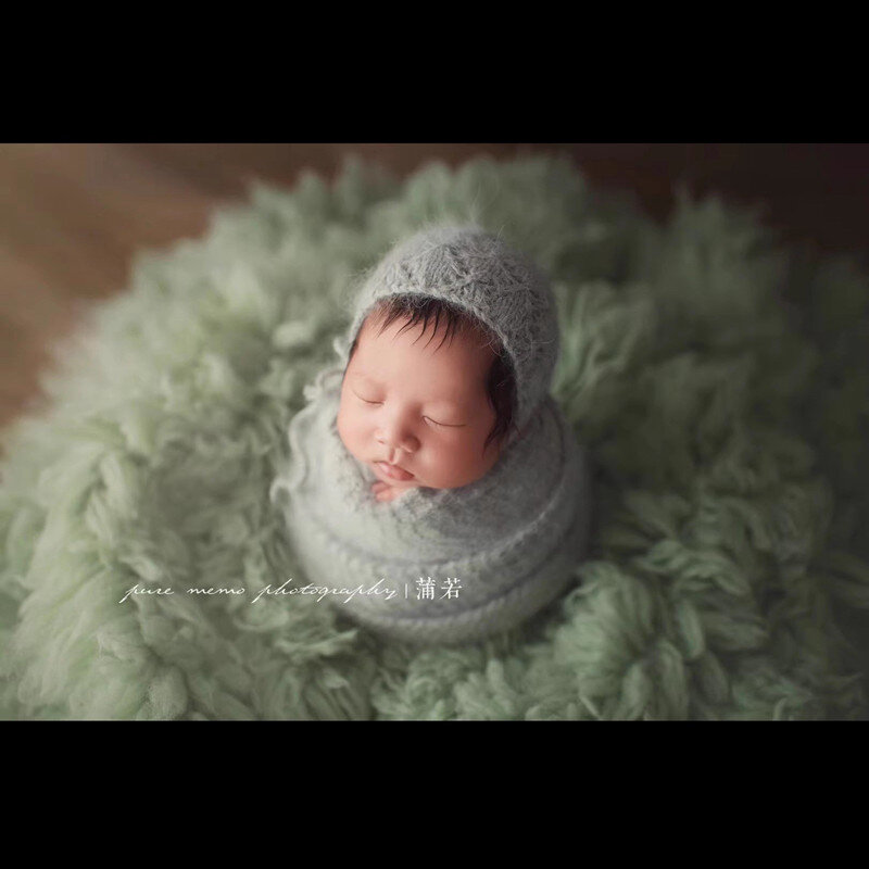 2023Newborn fuzzy wrap for baby photography props,handmade soft blanket for newborn prop
