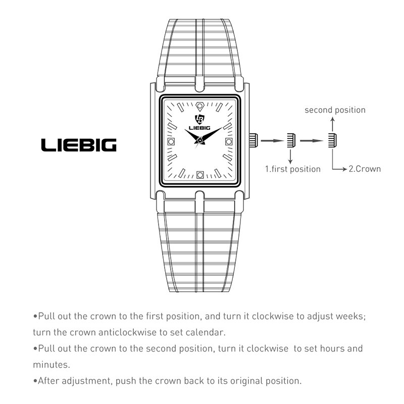 LIEBIG-Montre-bracelet de luxe en acier doré pour homme et femme, horloge à quartz, L1018, 2023
