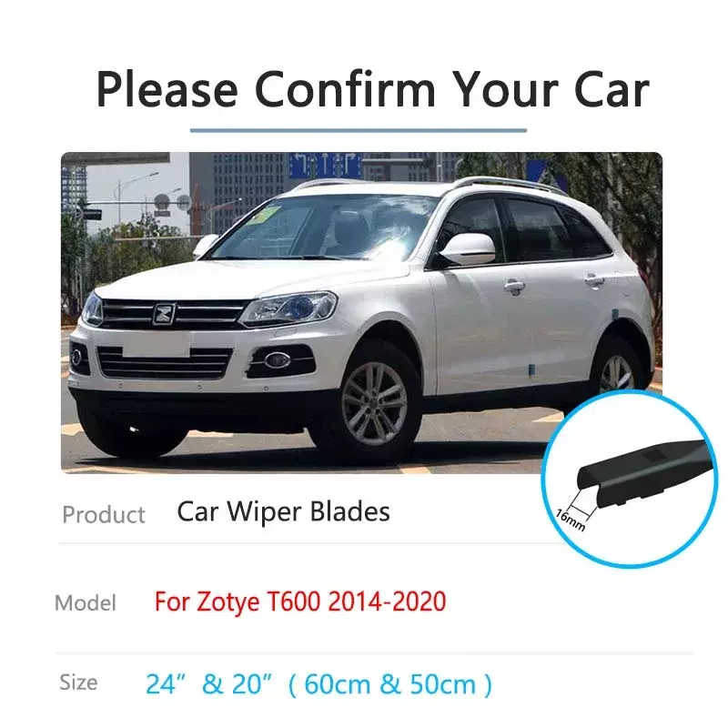 For Zotye T600 2014 2015 2016 2017 2018 2019 2020 Window Front Rear Set Wiper Blades Brushes Cutter Arm Car Accessories Cleaning