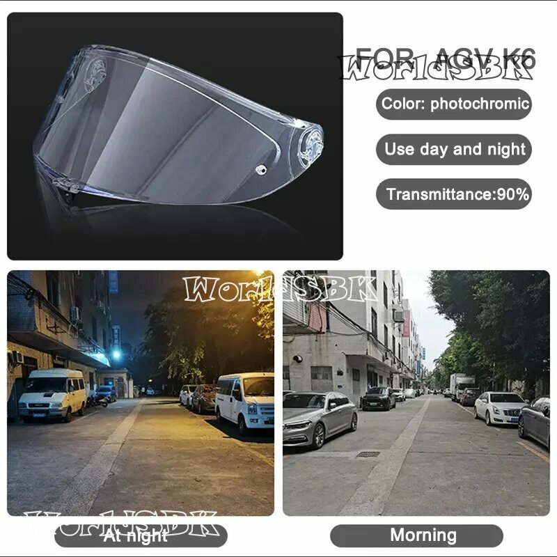 Photochromic Visor for AGV K6 K6s Helmet Glasses Screen Shield Windshield Accessories Parts Autochromic lens