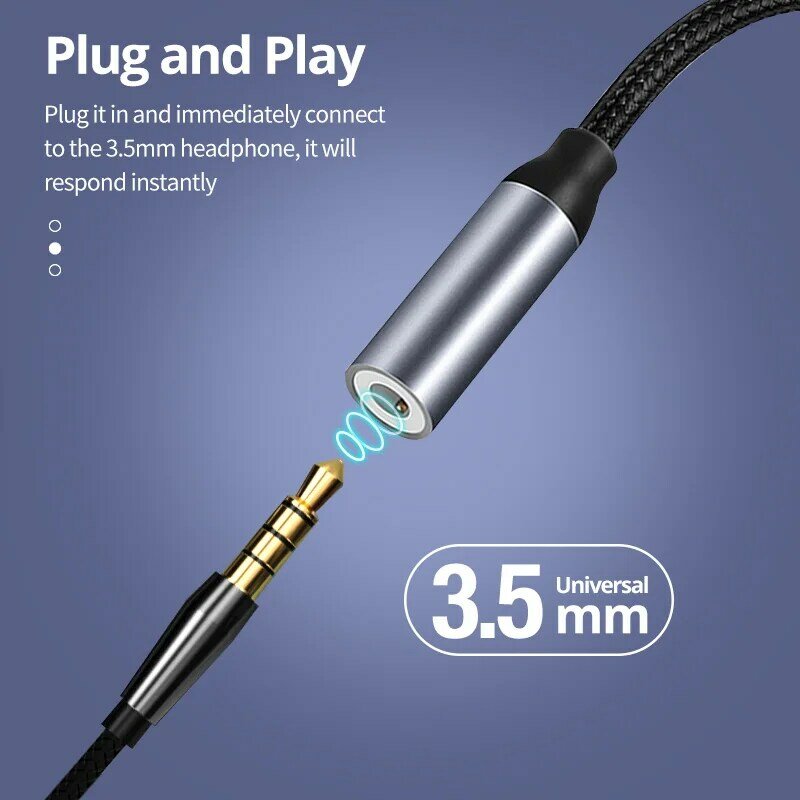Adaptador de Audio Digital USB tipo C a 3,5mm para Samsung, Xiaomi Redmi Poco Pixel LG 3, cable auxiliar de Audio de 5mm