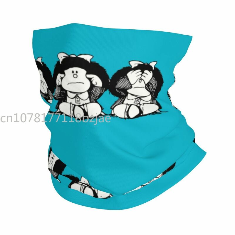 Mafalda Bandana Meme engraçado para mulheres, inverno pescoço quente, envoltório à prova de vento, lenço facial para caminhadas, bandana