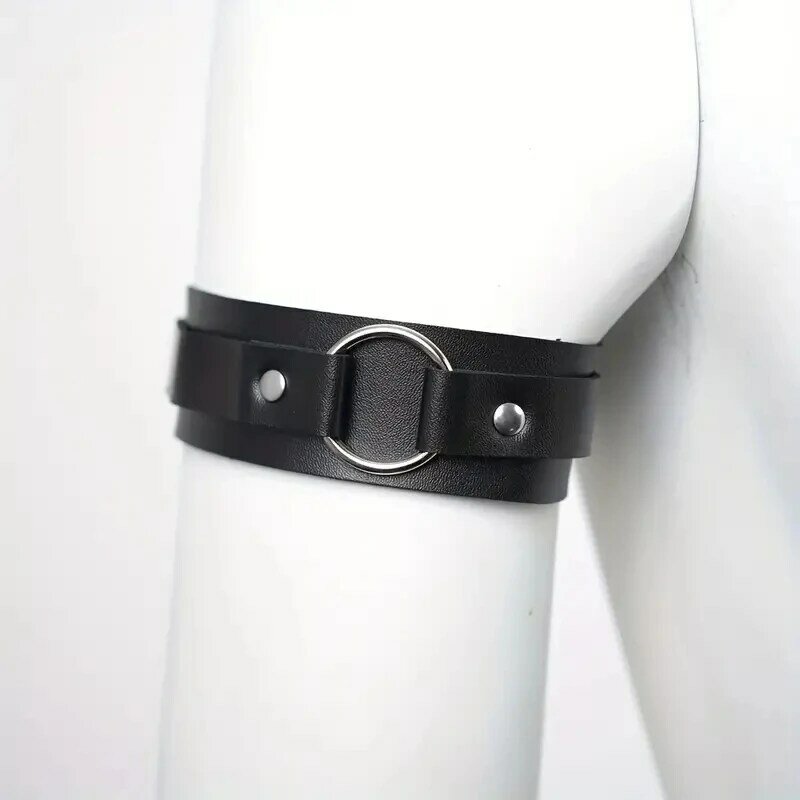 Fullyoung-brazalete de cuero para hombre, 2 piezas, elegante, hecho de cuero, cubierta para el cuello, pulseras de moda, cinturón, pulsera, anillo de Metal