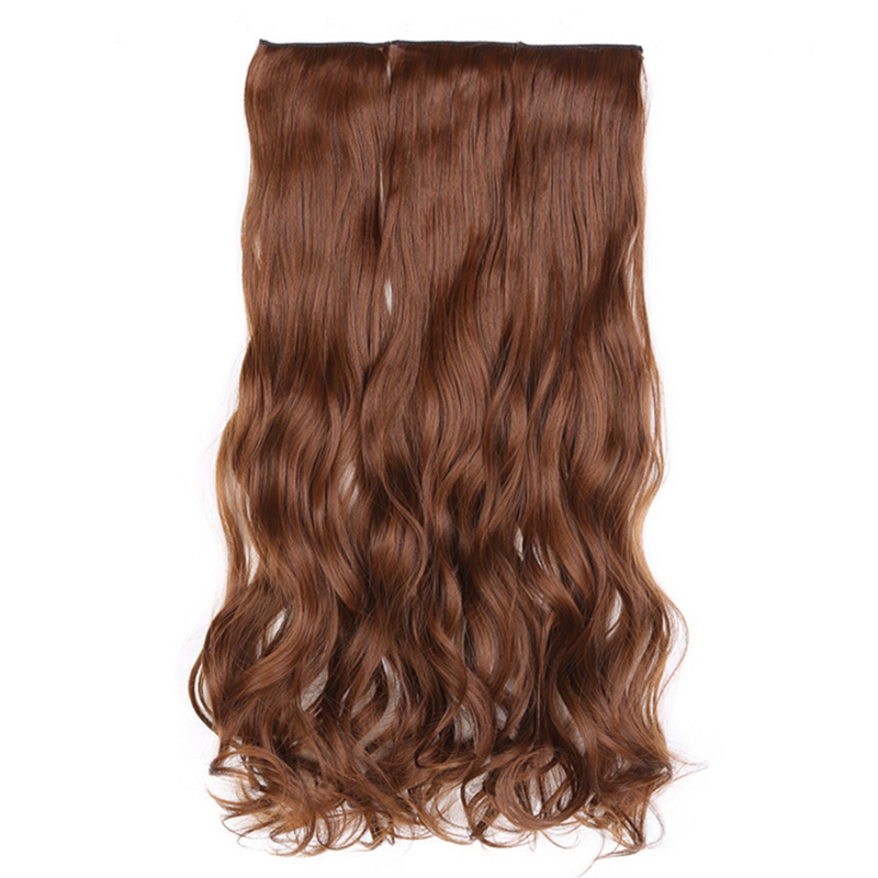 Conjunto de Peluca de tres piezas engrosada de 65cm, peluca rizada larga ondulada grande, peluca de alambre de pelo de alta temperatura, marrón claro, Rollo largo ondulado A