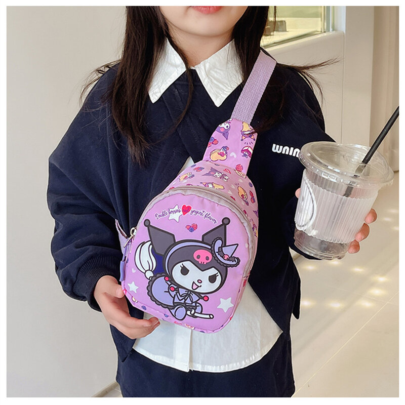 Sac à dos Anime Hello Kitty Sanurgente pour enfants, sac de poitrine, Kuromi Pochacco Messenger, Cinnamoroll Pompompurin, cadeau pour enfants
